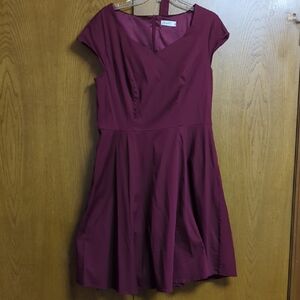 Chic Wine Cap Sleeve Mini Dress